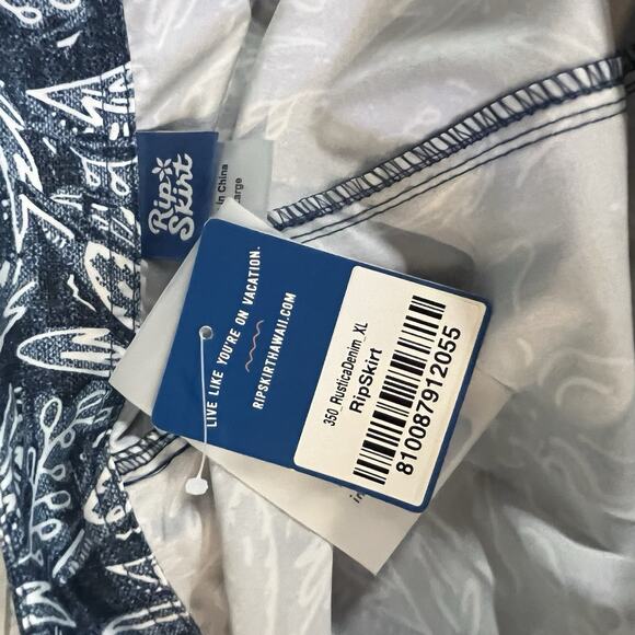 Rustica Rip Skirt Hawaii Women's size XL Blue White Floral Wrap Beach Cover Up - Picture 8 of 8